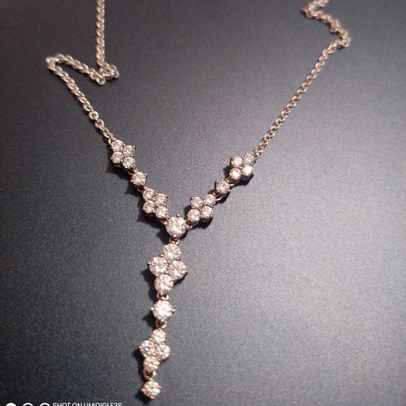 Sterling Silver Cubic Zirconia CZ "Y" necklace - Picture 2 of 5